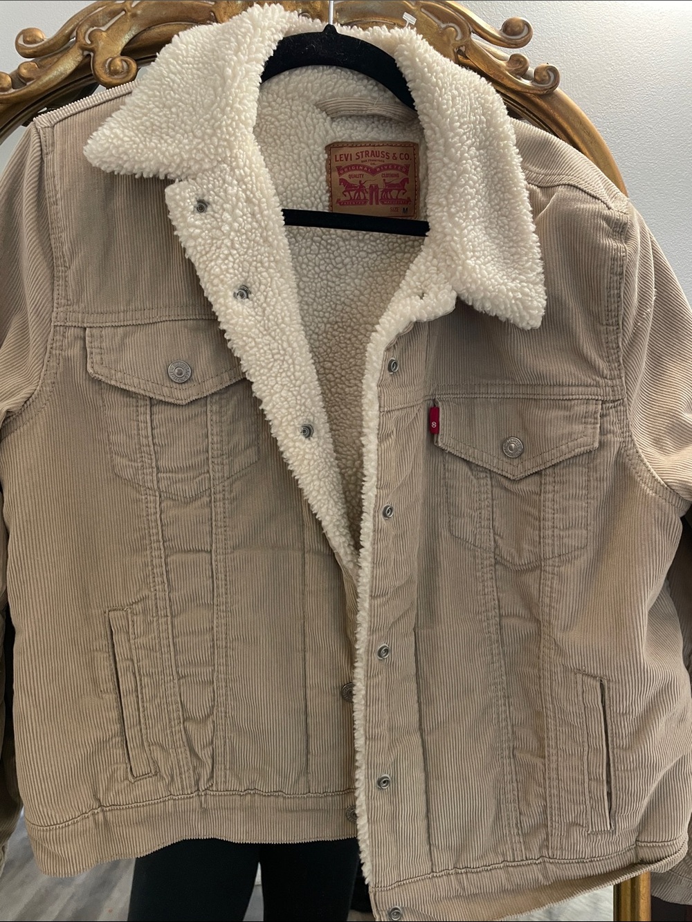 Levi's Beige Corduroy Sherpa-Lined Bomber Jacket